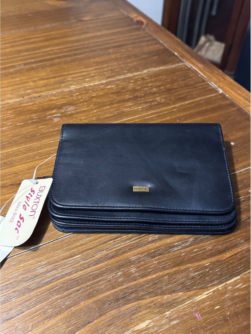 Buxton Style Bar Mini Bag Black Organizer Wallet Clutch NOS w/ Original Tags